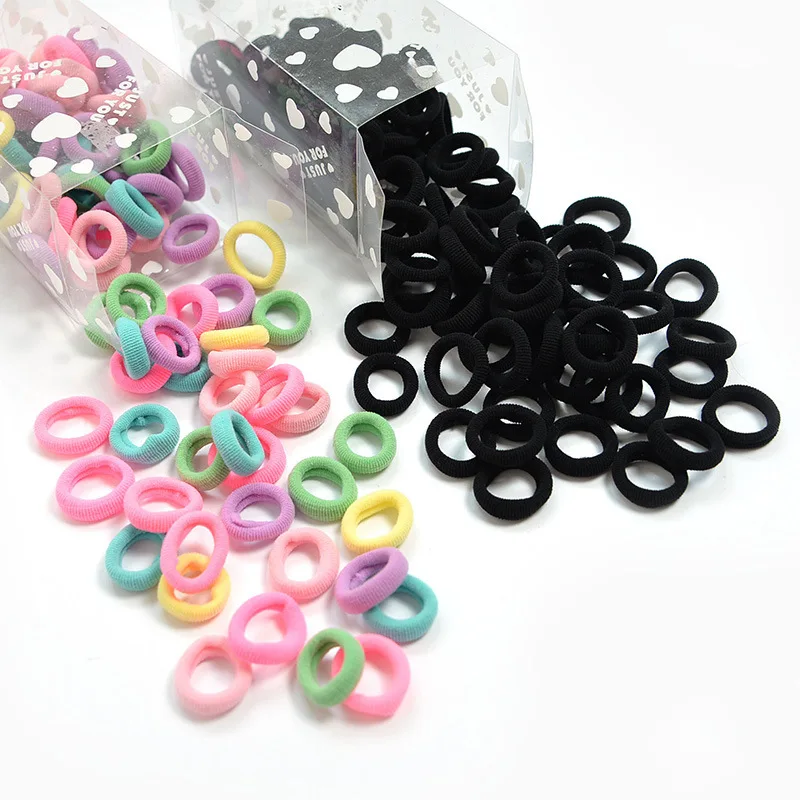 Boutique Box packed 100pcs/ Candy Color Child Kids Hair Holders Cute Rubber Hair Band Elastics Accessories Girl Tie Gum