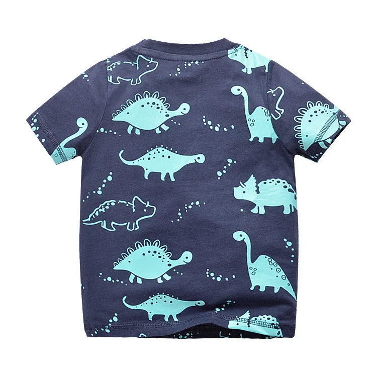 High-quality 2022 Summer boy girl t-shirt Jurassic World dinosaur Print car 3D Embroidery Cotton Kids Tees tops baby clothes