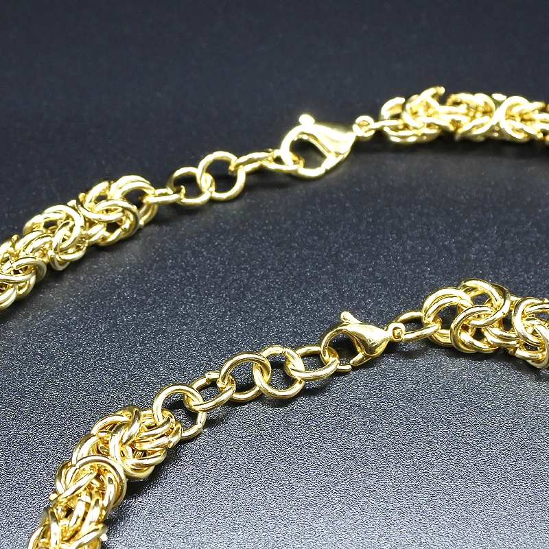 AMUMIU Gold Color Chain Link Necklace Bracelets Earrings Set For Men Women HZTZ112