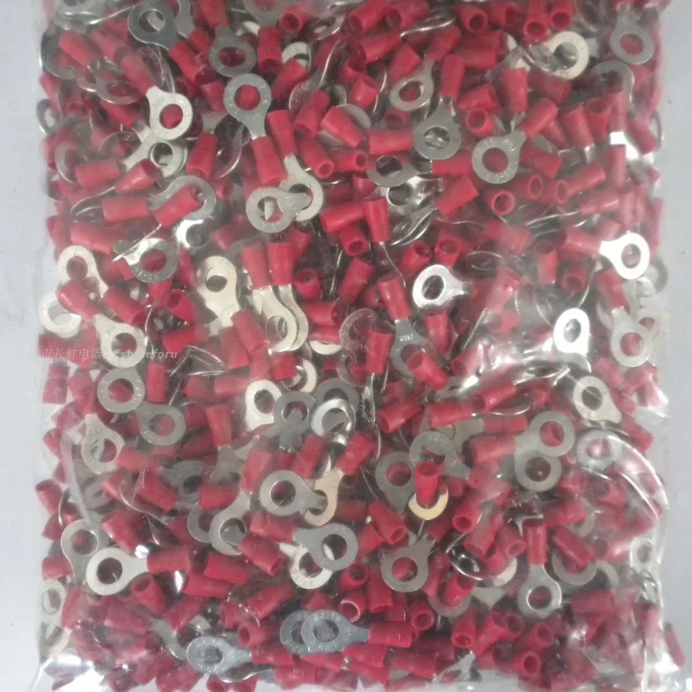 1000pcs/lot RV1.25-6 Ring circle round loop cable lugs solder block sleeve insulated terminal PVC pipes electric terminals