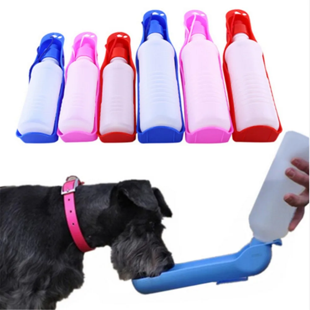 

250/500ml Pet Dog Water Bottle Feeder With Bowl Plastic Portable Water Bottle Pets Outdoor Travel Pet Drinking Water Feeders