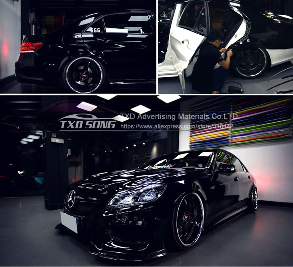 

100cm*152cm/Roll High Glossy Black Film Self Adhesive Car Sticker Body Vinyl Wrap Decals Motorcycles Auto car Sticker
