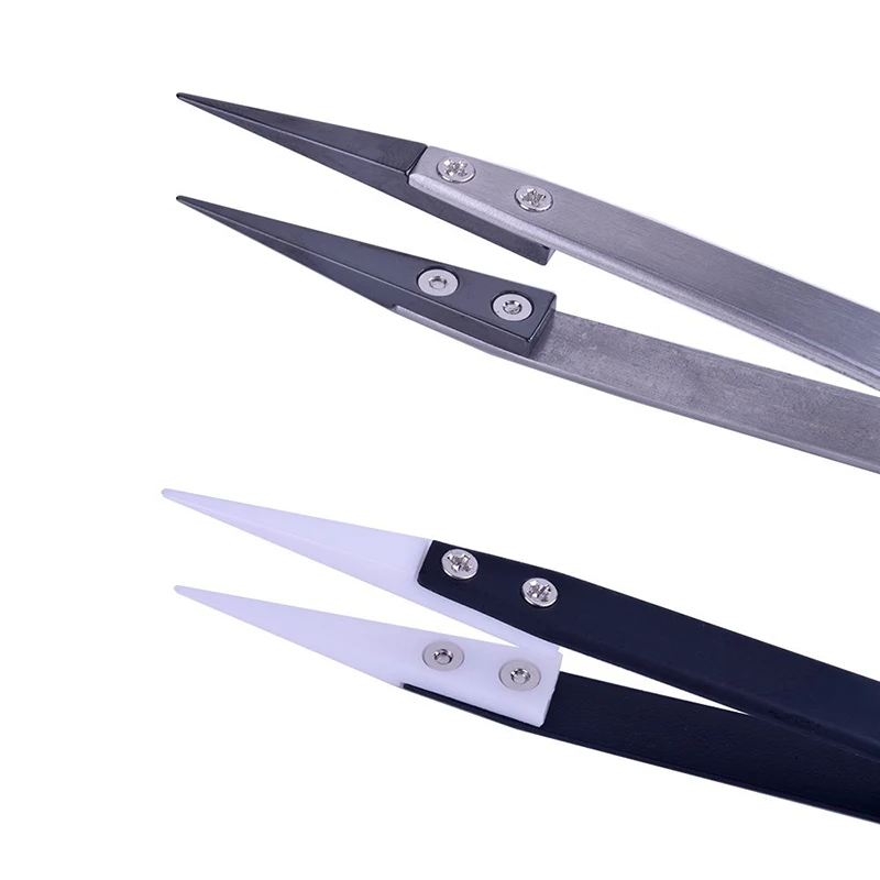 Heat Resistant Replaceable Anti Static Ceramic Tweezer Bit Tip Stainless Steel Ceramic Tweezers Pointed Tip DIY Tools