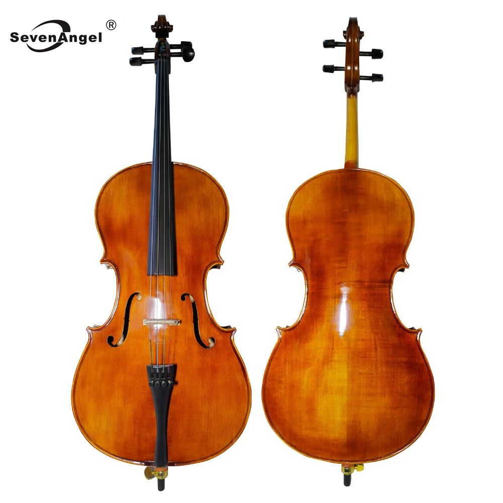 

SevenAngel Handcraft Oil Varnish Antique Cello 4/4 Natural Flamed Grade AAA Spruce Panel ViolonCello Musical Instruments