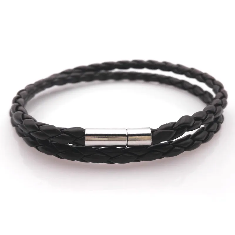 New Style! 2023 Latest Popular 2 Laps Leather Bracelet, Men Charm Vintage Black Bracelet, 7 Color Choose,Length 42CM