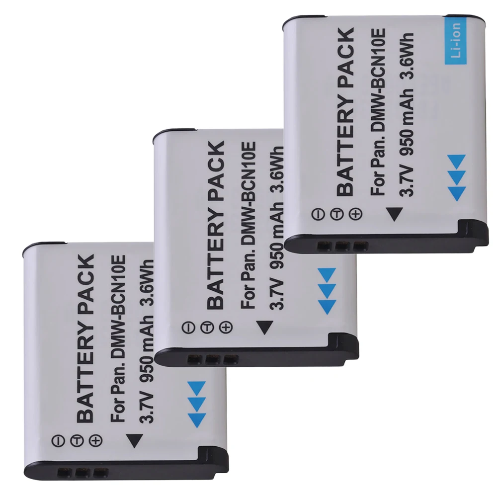 

3Pcs 950mAh DMW-BCN10 DMW BCN10 Lithium BatteryBCN10 Digital Rechargeable Battery for Panasonic Lumix DMC-LF1 DMC-LF1K DMC-LF1W