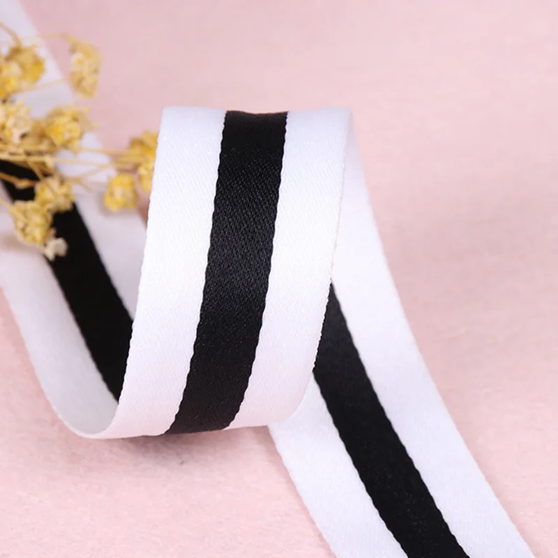 40mm Black White polyester stripes Grosgrain Ribbon DIY Clothing accessories ribbon Party decorative sewing accessories belt