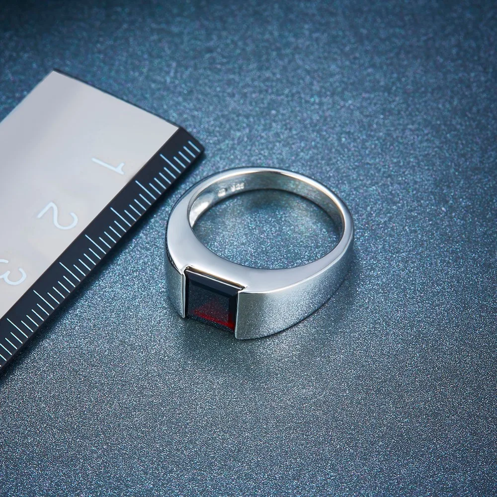 Natural Black Garnet Unisex Ring 925 Sterling Silver 1.9 Carats Natural Gemstone Rings Fine Jewelry Classic Design for Gift