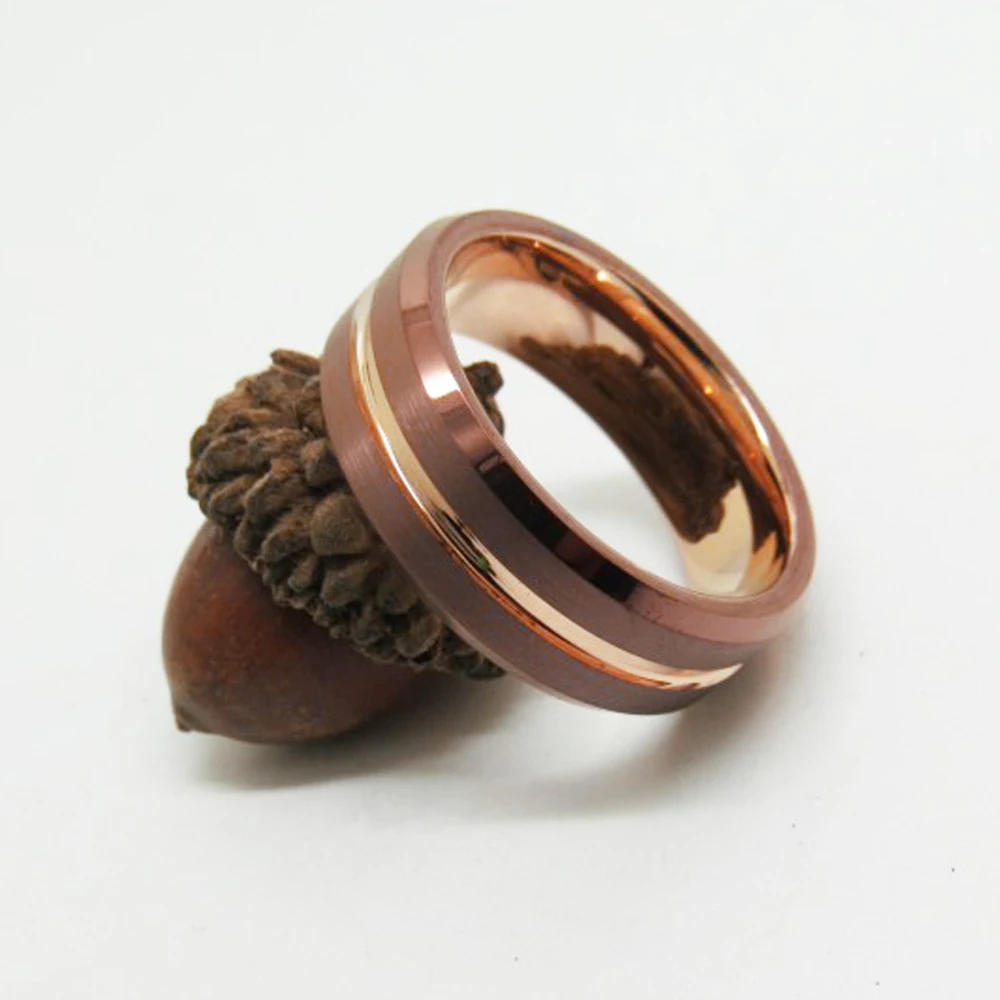 Coffee Tungsten Ring With Rose Golden Inside Order Link For Dominic