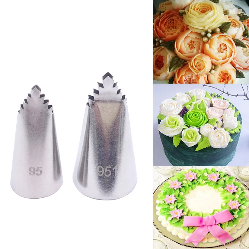 95#/951# Leaf Stainless Steel Icing Piping Nozzles Cake Decorating Pastry Tip Sets Cupcake Tools Bakeware