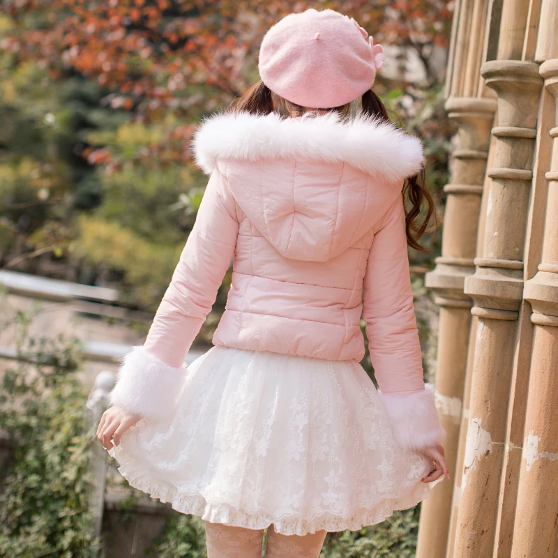 Princess sweet lolita parkas Candy rain a short section of small cotton padded winter sweet long sleeved cotton tide C22CD7260