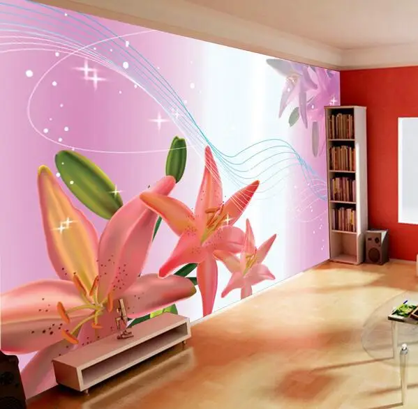 

pink flower wall paper 3 d mural for living room custom wall size photo murals larger wallpaper home decor