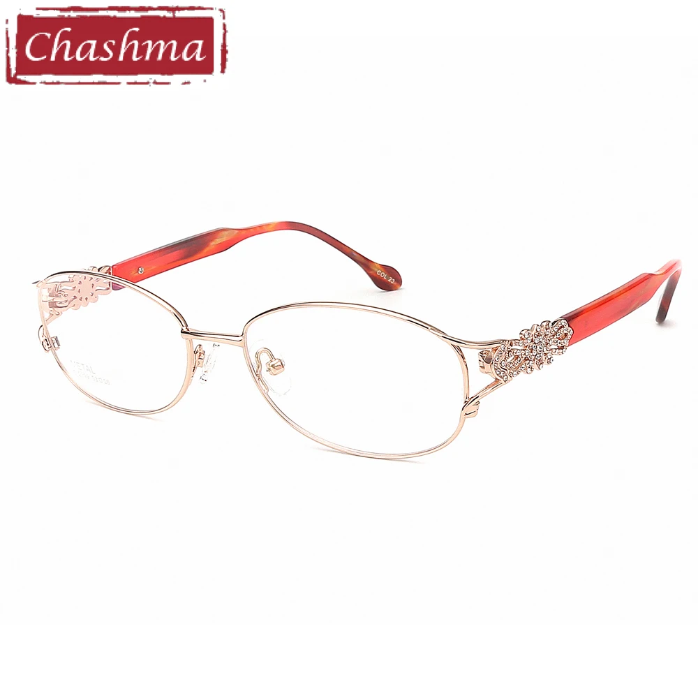 Chashma Fashion Pure Titanium Frame Lentes Opticos Gafas Top Quality Titanium Frames Light Eyeglasses Rhinestone Glasses Women