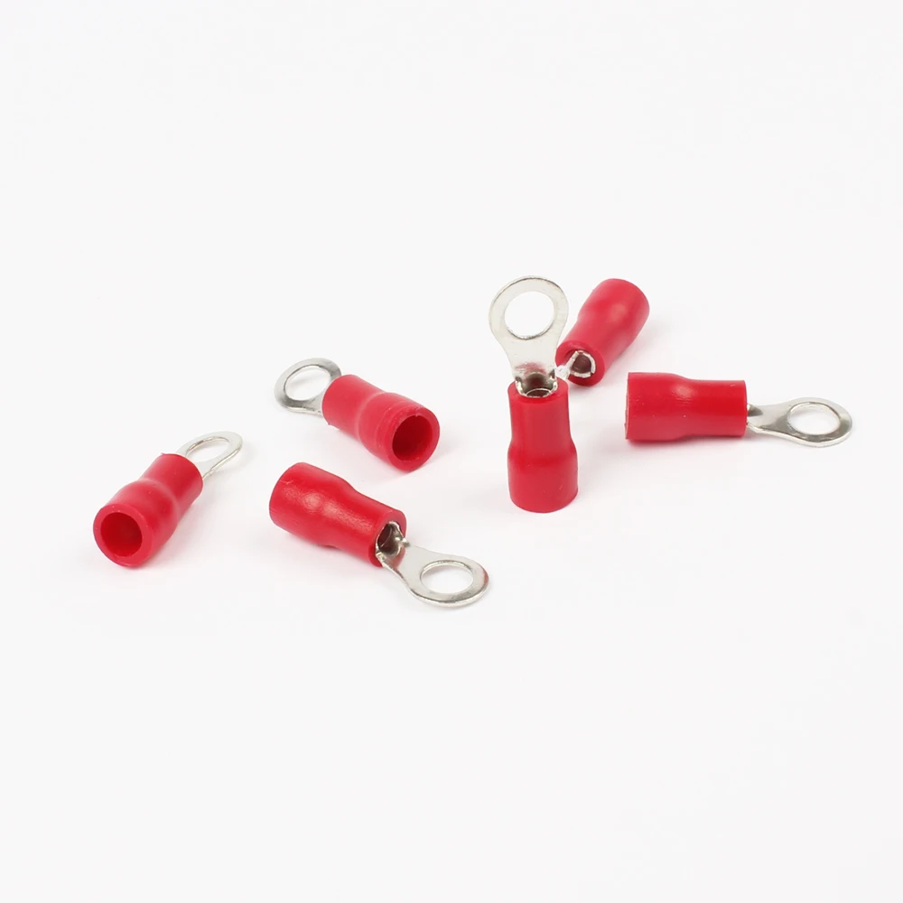 100PCS RV1.25-4 Red Ring Insulated Wire Connector Electrical Crimp Terminal RV1.25-4 Cable Wire Connector