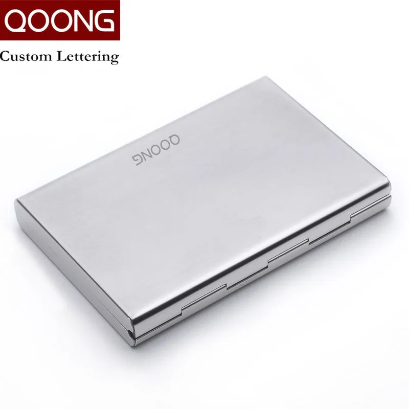 QOONG Titanium Black Waterproof Men Women Business Credit Card Holder ID Card Case Rfid Travel Metal Card Wallet Cardholder