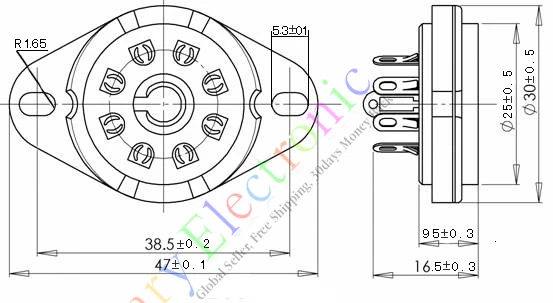 Sprzedaż hurtowa i detaliczna 20 sztuk srebrny 8pin ceramiczne gniazdo rury próżniowej Loctal podstawa zaworu fr 5B254 wzmacniacze audio darmowa wysyłka