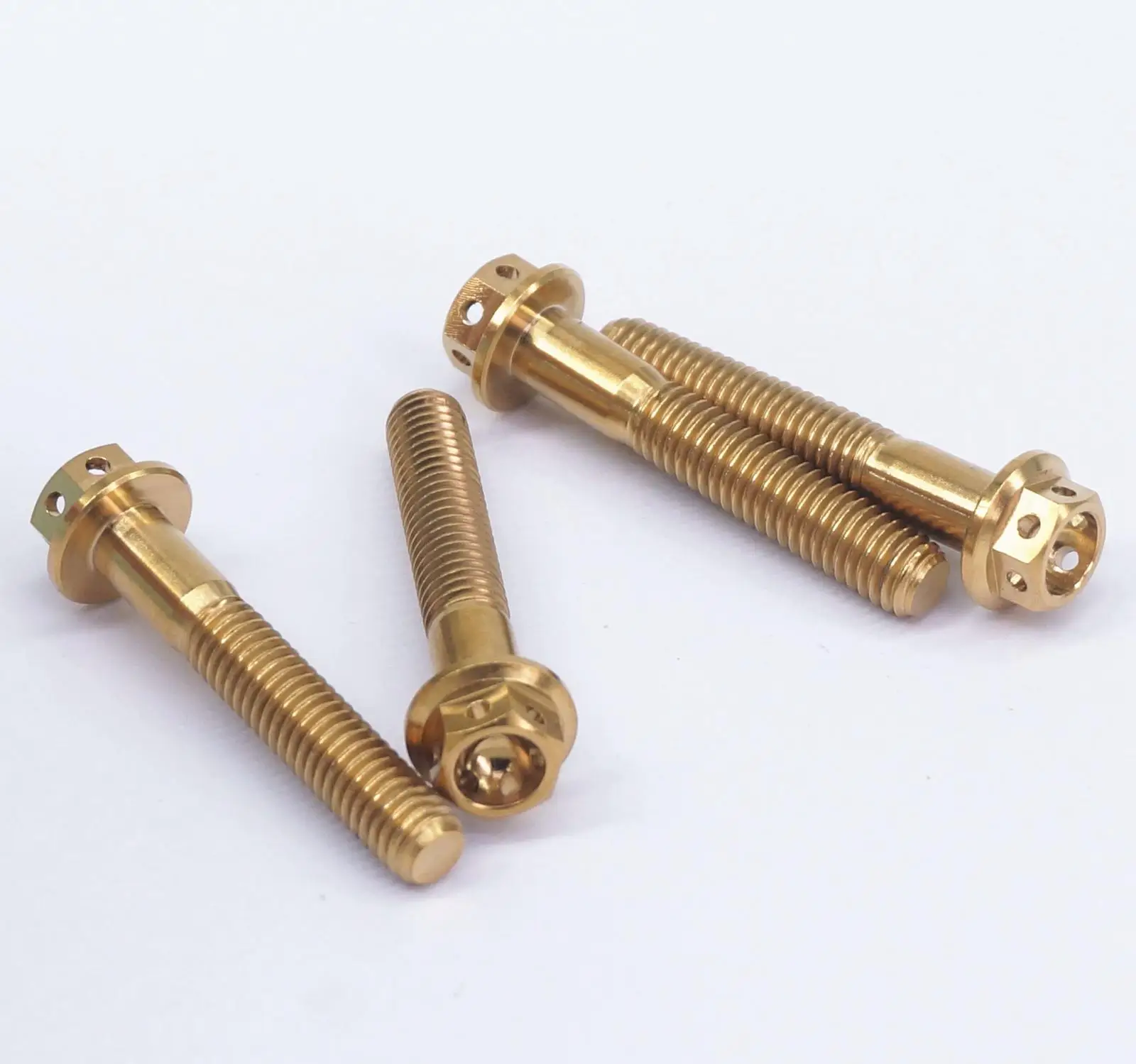 

LOT 4 M6x1x35mm Golden GR5 Titanium Motorcycle Flange Screw Bolts Hex Concave Head Hollow