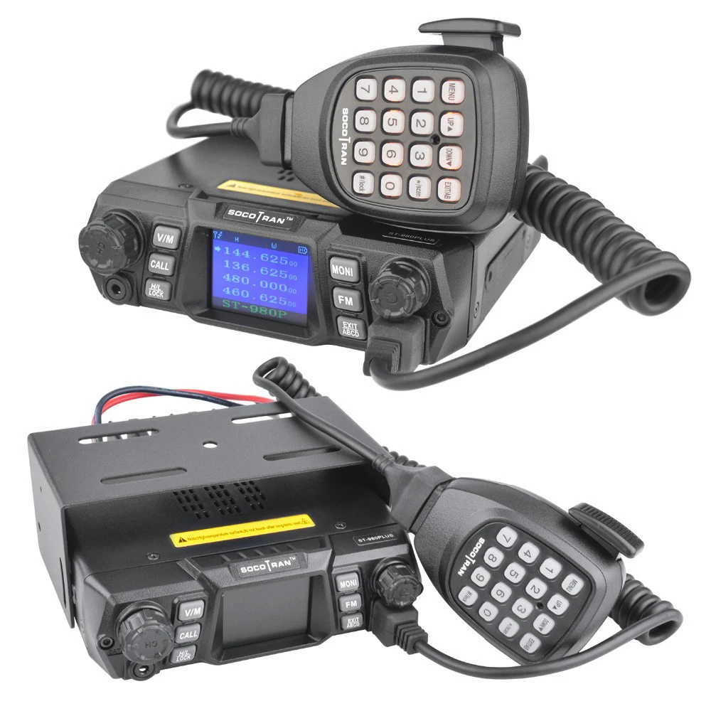 Mobile Ham Radio Transceiver VHF UHF Mobile Radio Dual Band Quad Standby Vehicle Transceiver with Programming Cable & Software