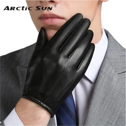 Genuine Leather Men Gloves Autumn Winter Plus Thin Velvet Fashion Trend Elegant Male Leather Glove For Driving M18001