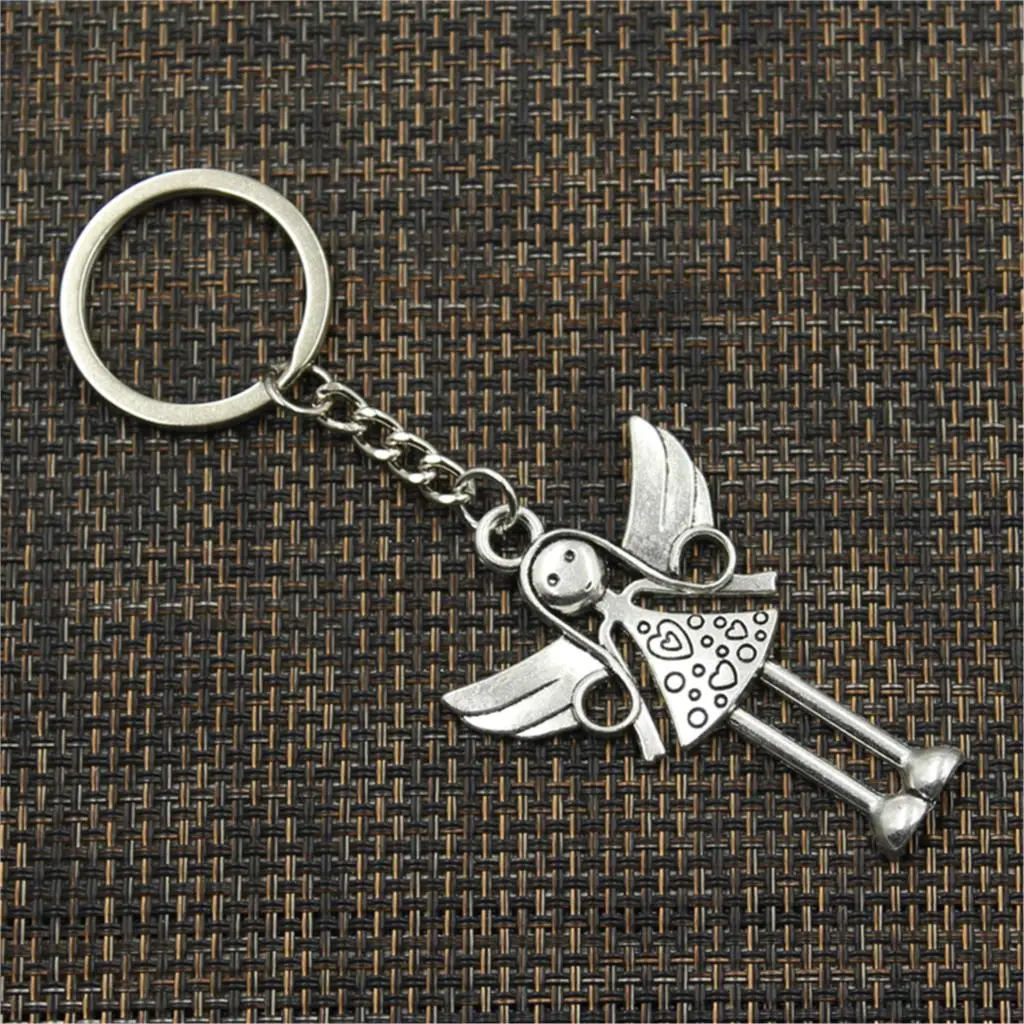 New Keychain 58x38mm Angel Pendants DIY Men Car Key Chain Ring Holder Keyring Souvenir Jewelry Gift