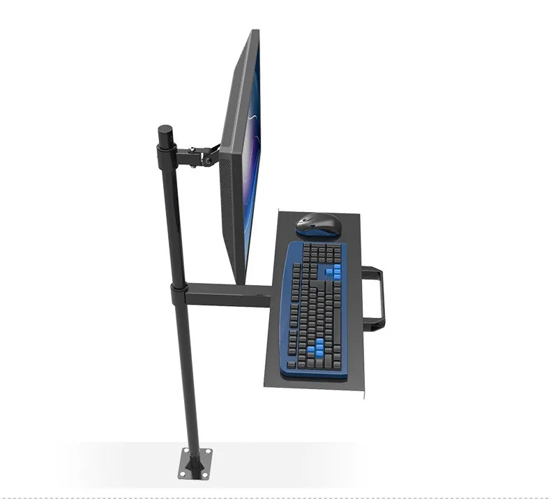 

Full Rotation Free Lifting Ergonomic Monitor Holder +Keyboard Tray Holder Floor Mount Sit Stand Workstation W811