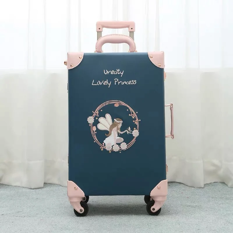 Hot!New Vintage Floral PU Travel Bag Rolling Luggage sets,13\