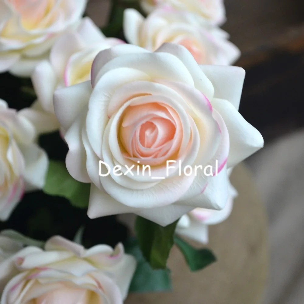 Real Touch Silk Roses for Wedding Centerpieces, Light Blush, Bridal Bouquets, Home Flowers, DIY Flowers, Party Accessory