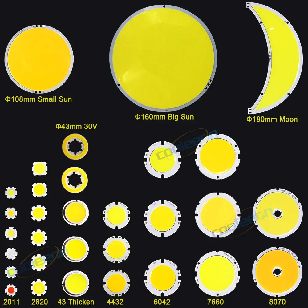 COOLEEON DC Round LED COB Chip On Board 5W 10W 20W 30W 50W 200W Circular Light Source Warm Natural Cold White LED Bulb Lamp DIY