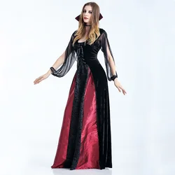 Women Halloween Cosplay Costume adult long Dress witch Gothic queen vampire Role Play Costumes Medieval Ball Gowns Girls Outfit