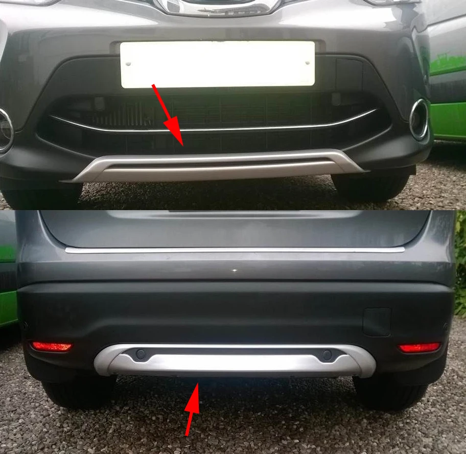 

2pcs ABS Front&Rear Bumpers Skid Bumper Cover Protector Molding Fit For Nissan Qashqai 2014 2015 2016