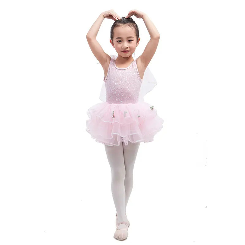 New Shining Sequins Pink Child Ballet Tutu Dancewear,Kids Stage Performance/Competition Costume,Girls Birtyday/Party/Solo Dress