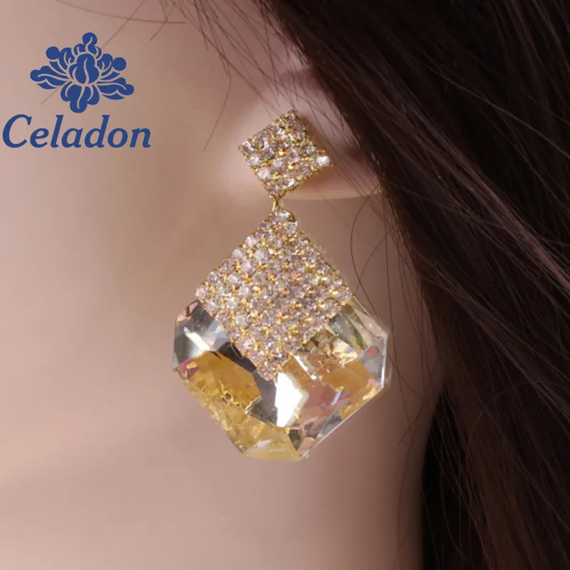 Crystal Big Earrings For Women Rhinestone Hanging Pending Earring Geometric Pendants Drop Dangle Earrings Brincos Grandes