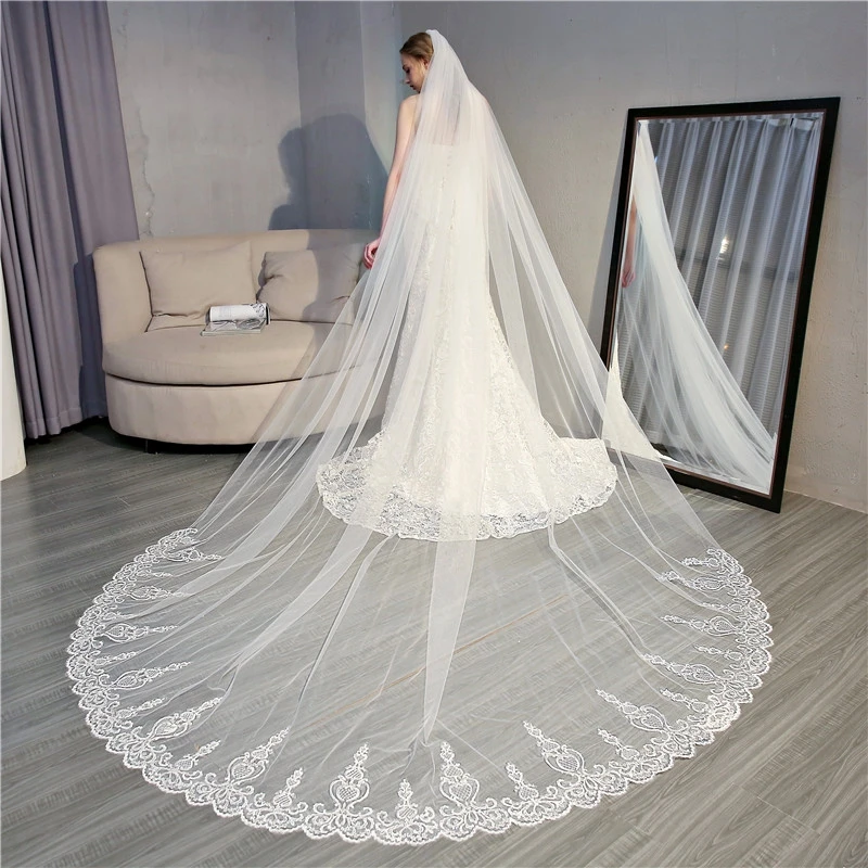 

New Arrival Wedding veil 2024 White Ivory In stock sluier Sexy wedding accessories veu de noiva Bridal veil voile mariage velo