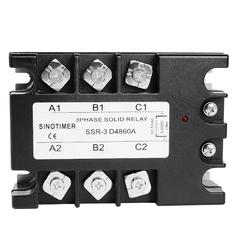 3 Phase Solid State Relay 80DA AC Output 3-32V DC to 30-480V AC 60A 100A Module Switch Relay relais DC-AC D4860A SINOTIMER