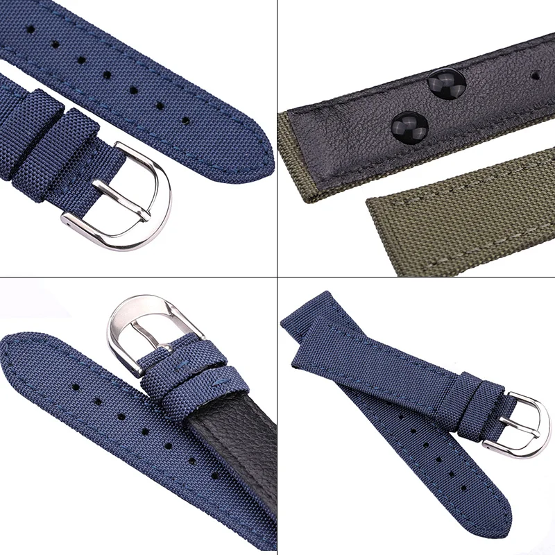 Canvas Nylon Watch Band Strap Blue Black Green 18 20 22 24mm Watchbands Men Women Fashion Replacement Bracelet Watch Accessories