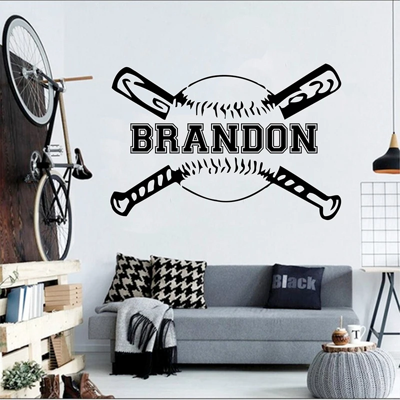 

Baseballer Personalised Name Customized Wall Decal Kids Room removeable DIY vinyl wall Stickers Home decoration accessories G832