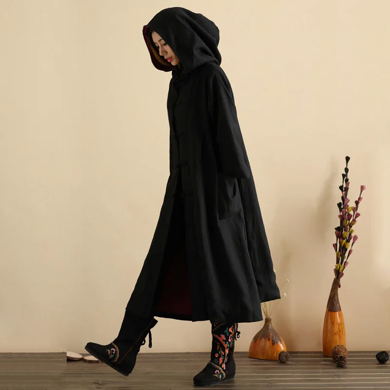 

LZJN-Classic Trench Coat for Women, Cloak with Witch Cap, Hooded Duster Coat, Plus Size Windbreaker, 2024 Autumn