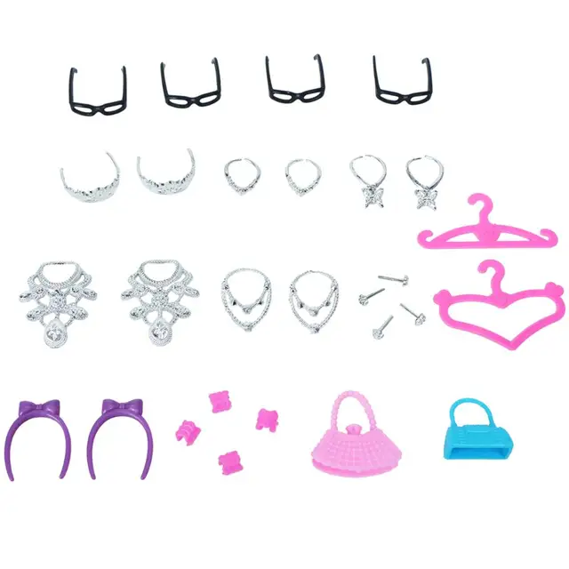 42 Item/Set Doll Accessories = 10Pcs Shoes + 8 Necklace 4 Glasses 2 Crowns 2 Handbags + 8 Pcs Doll Dress Clothes for 1/6 Doll 6 42 Item/Set Doll Accessories = 10Pcs Shoes + 8 Necklace 4 Glasses 2 Crowns 2 Handbags + 8 Pcs Doll Dress Clothes for 1/6 Doll 6