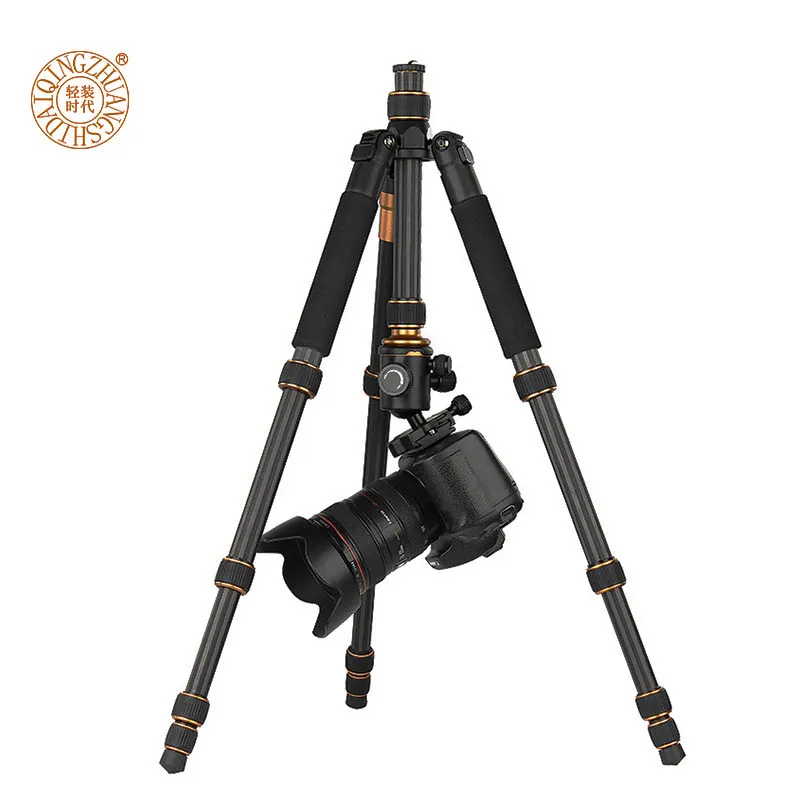 ที่มีคุณภาพสูงQ666Cมืออาชีพคาร์บอนไฟเบอร์กล้องขาตั้งกล้องเปลี่ยนไปMonopod 5ส่วนแบกถุงจัดส่งฟรีสำหรับเอชแอล