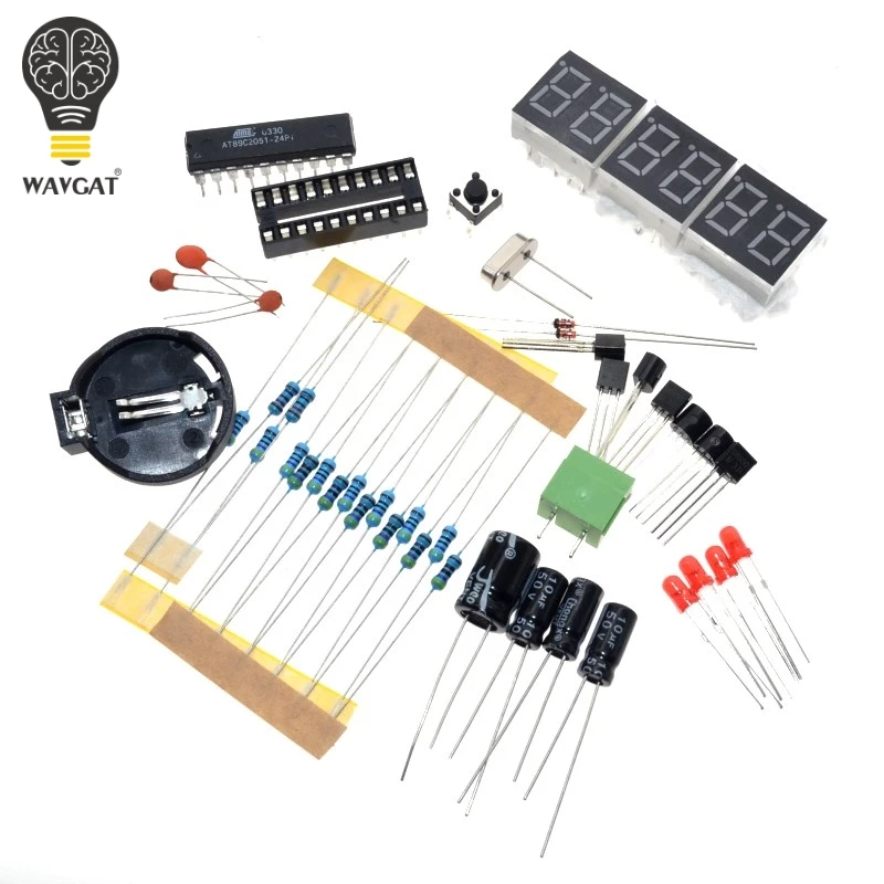 DIY Kits AT89C2051 Electronic Clock Digital Tube LED Display Suite Electronic Module Parts and Components DC 9V - 12V