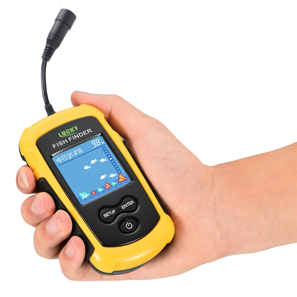 Wireless Portable Sonar Fish Finder, Fishing Alarm Detector, Sensor Transducer with LCD Display