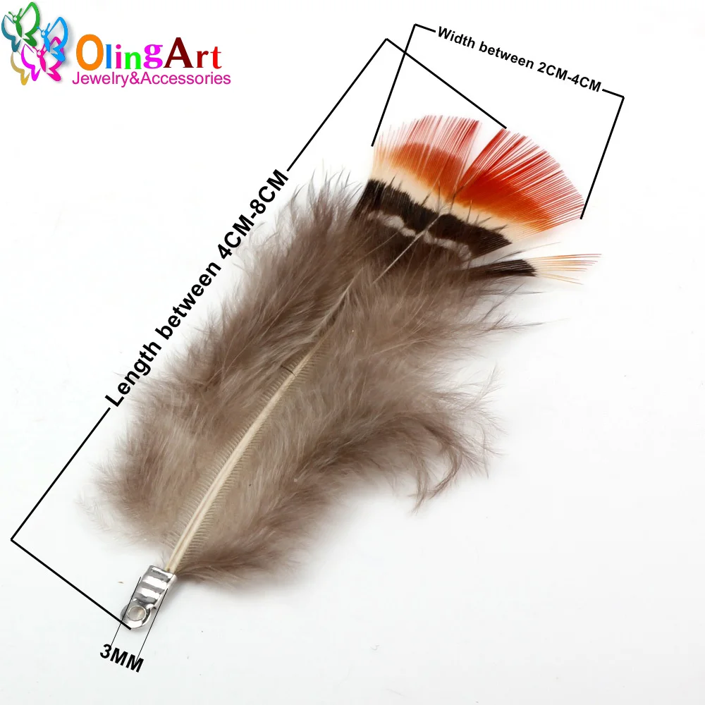 OlingArt Natural Feathers 12pcs 8cm Red Head Feathers Women Necklace Earrings Tassels DIY Jewelry Making Keychain Pendants
