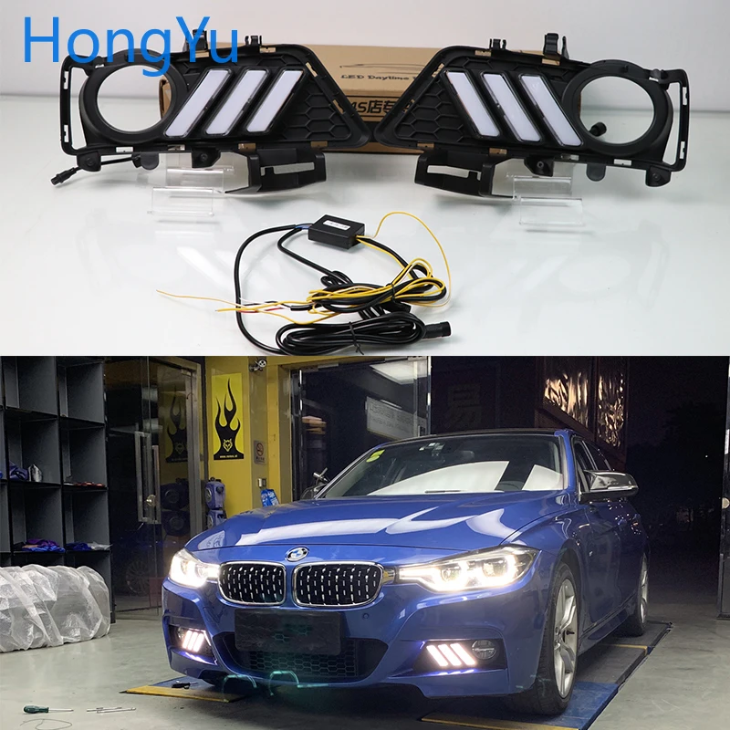 

For BMW F30 F35 3 Series 2013-2019 Daytime running lights LED DRL Fog lamp driving lights with Yellow Turn Signal Function Relay