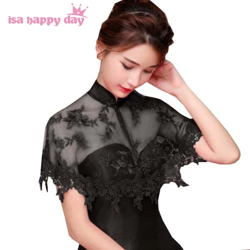 Cheongsam-Vestido De novia De cuello alto para mujer, chal De fiesta, envoltura De encogimiento De hombros, capa De boda De noche De encaje, Bolero,