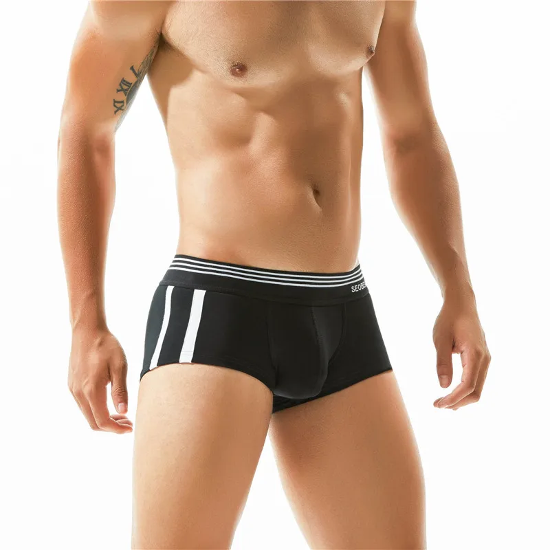 SEOBEAN Herren-Boxershorts aus atmungsaktiver Baumwolle, U-konvexer Beutel, niedrige Taille, bequeme Stretch-weiche Unterwäsche für den Alltag, lässig – Detail 12