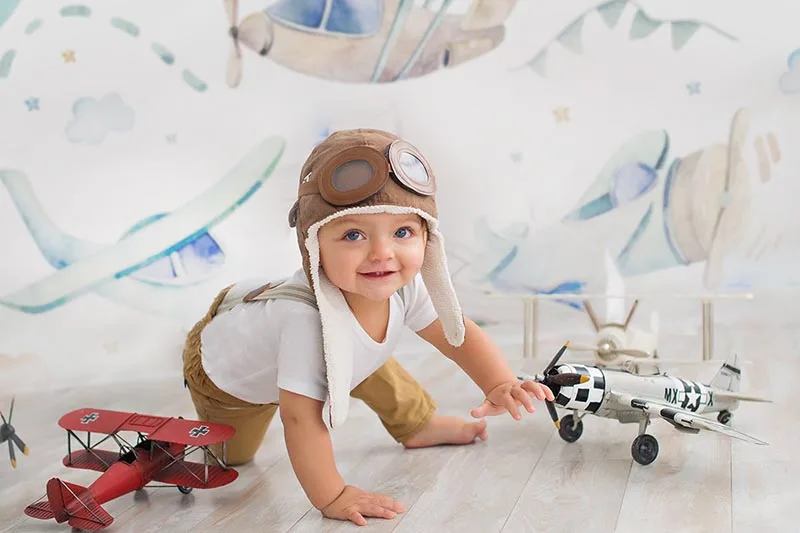 Aircraft Pilot Newborn Backdrop for Photography Baby Shower Birthday Party Photo Background for Children Backdrops Studio