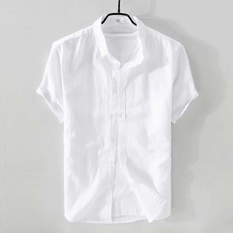 

New Italy Style Short-sleeve Casual Linen Brand Shirts For Men Fashion Comfortable Tops Clothing 7Color 4XL Camisas De Hombre