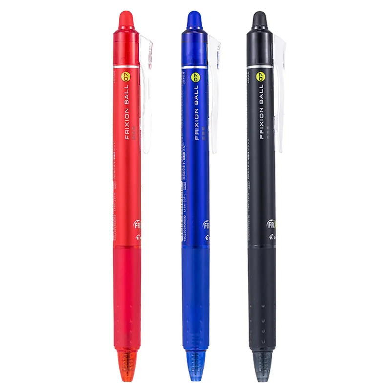 Japanese Pilot FriXion Ball Knock Gel Pen 0.7 mm Blue/Black/Red Erasable Pen Student School Stationery  LFBK-23F