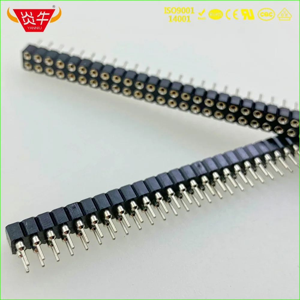 Imagem -04 - Conector de Tira Fêmea 2x40p Passo de 2.54 mm 80 Pinos Fileira Dupla Orifício Redondo Suporta Altas Temperaturas Banhado a Ouro 3au Yanyu