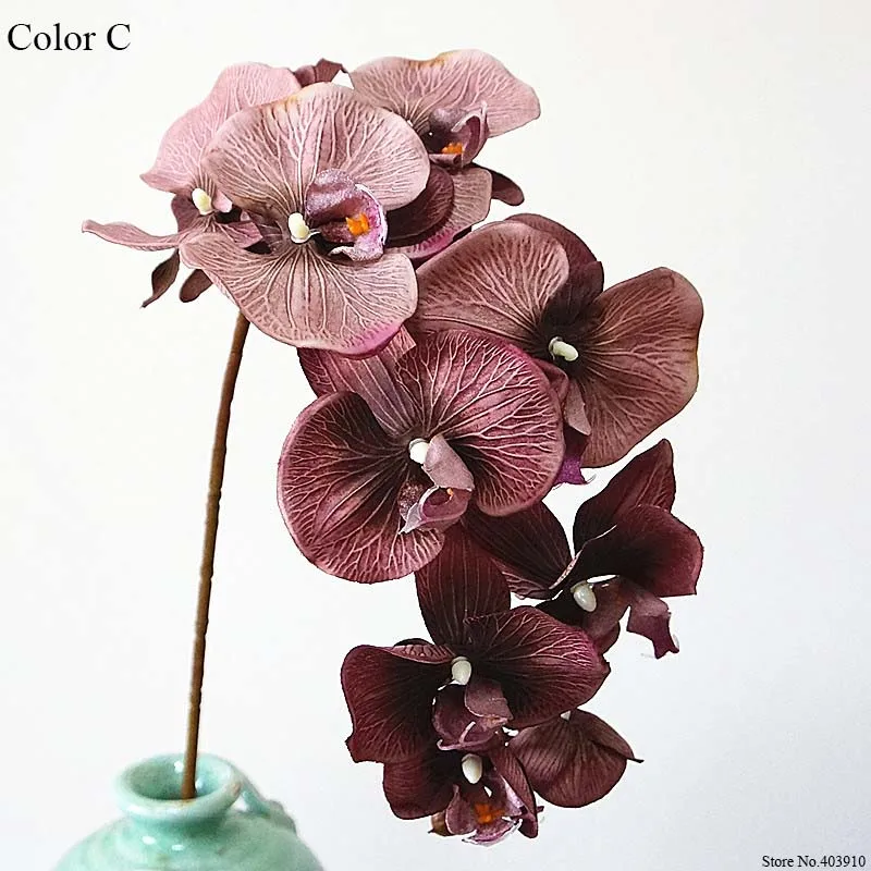 10Heads big Artificial Orchid Flowers European Retro style Moth Butterfly Orchids Home Wedding Party Decoration fake silk flores